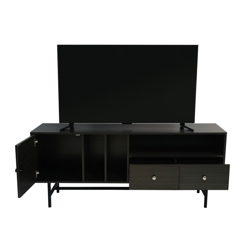 Rectangular TV Stand with Enclosed Storage and Powder Coated Iron Legs. Picture 9