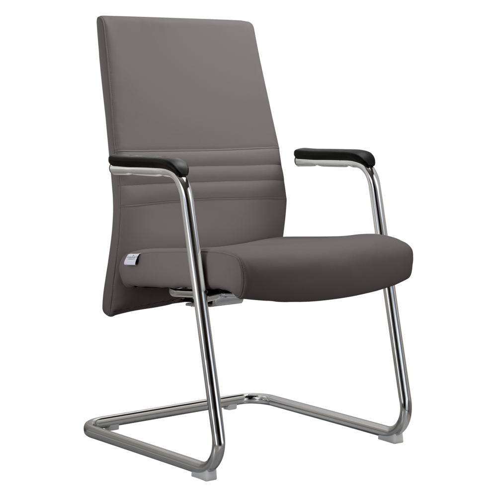 Aleen Series Guest Office Chair In Grey Leather. Picture 2