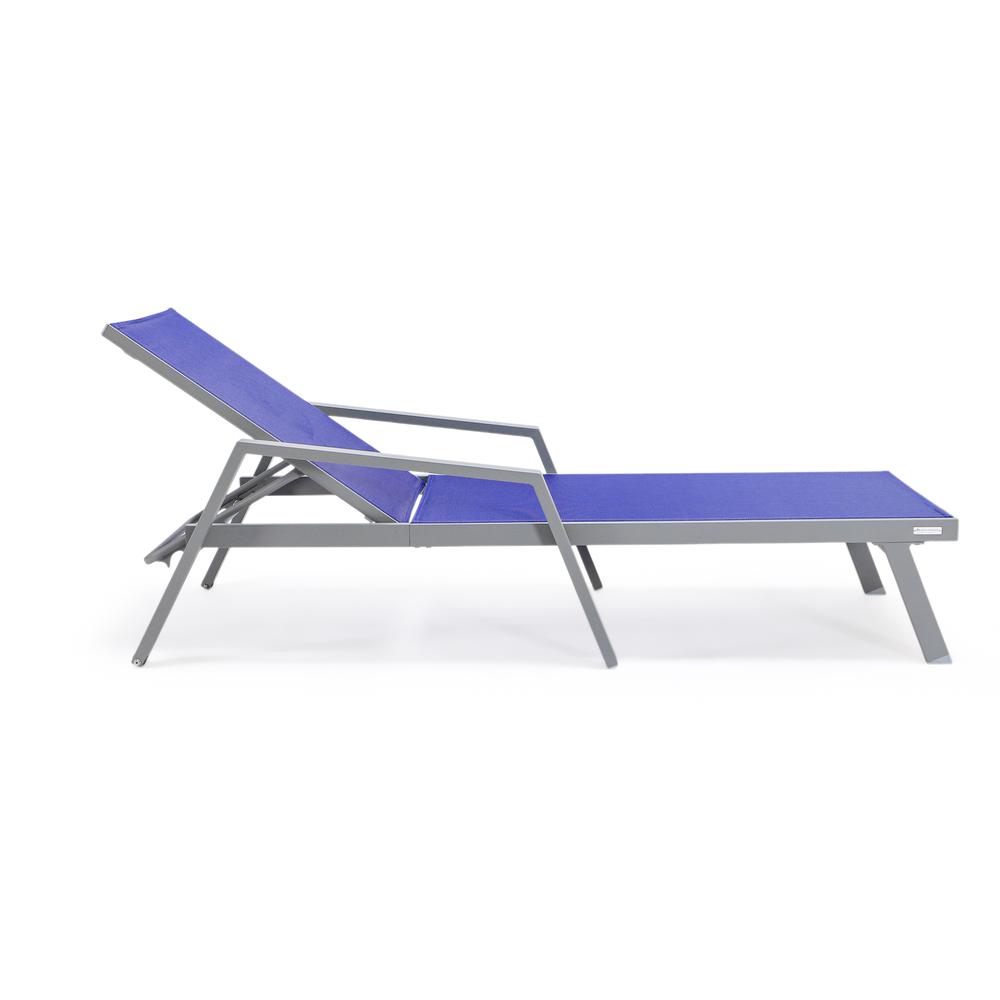 Grey Aluminum Outdoor Patio Chaise Lounge Chair With Arms. Picture 16