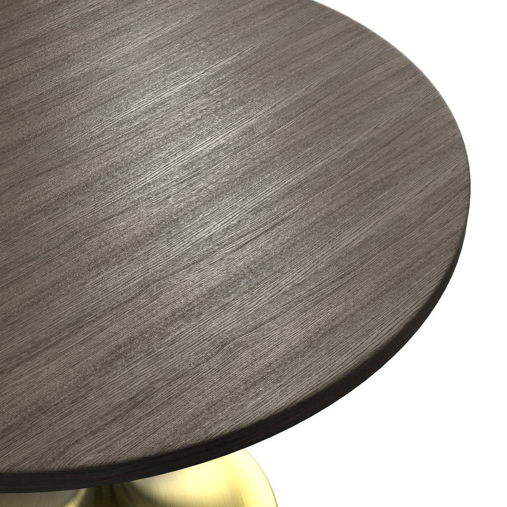 Verve 48" Round Dining Table, Brushed Gold Base with Dark Maple MDF Top. Picture 2