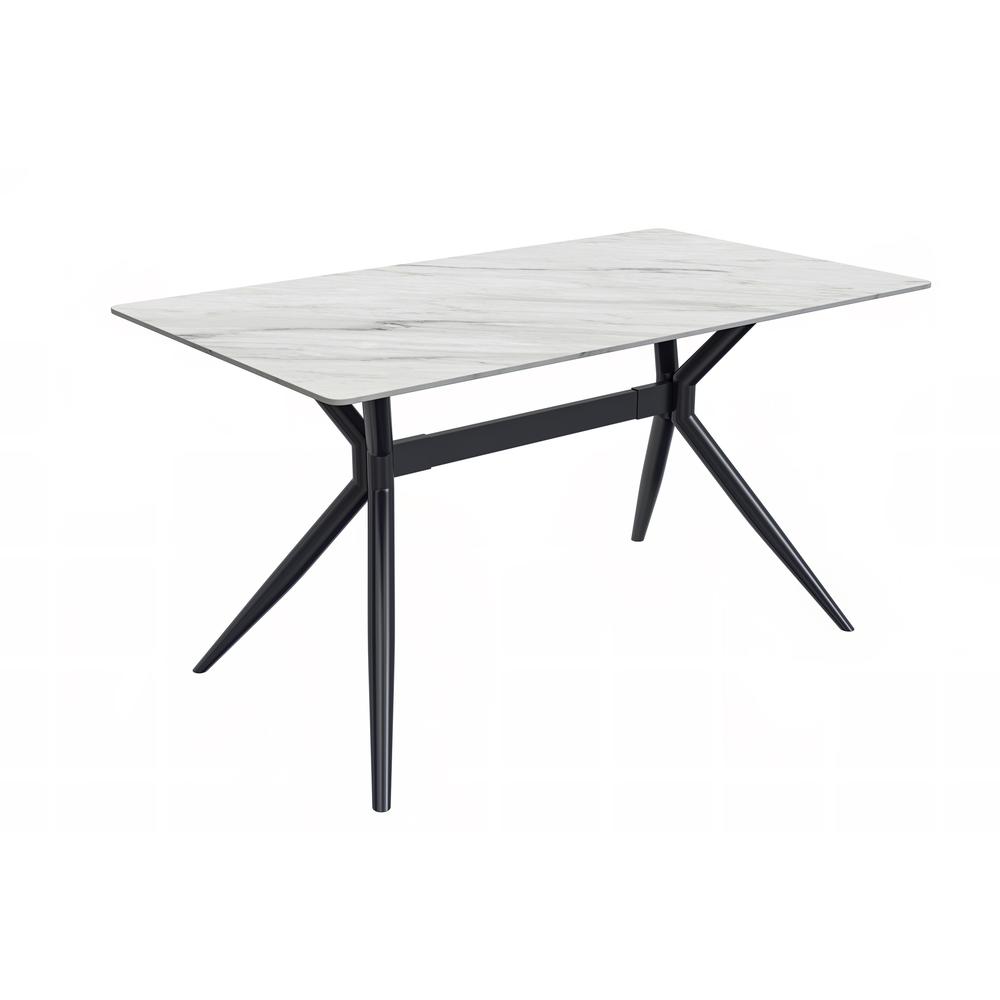 Elega Series Black Stainless Steel Dining Table 55 With White Sintered Stone Top. Picture 1