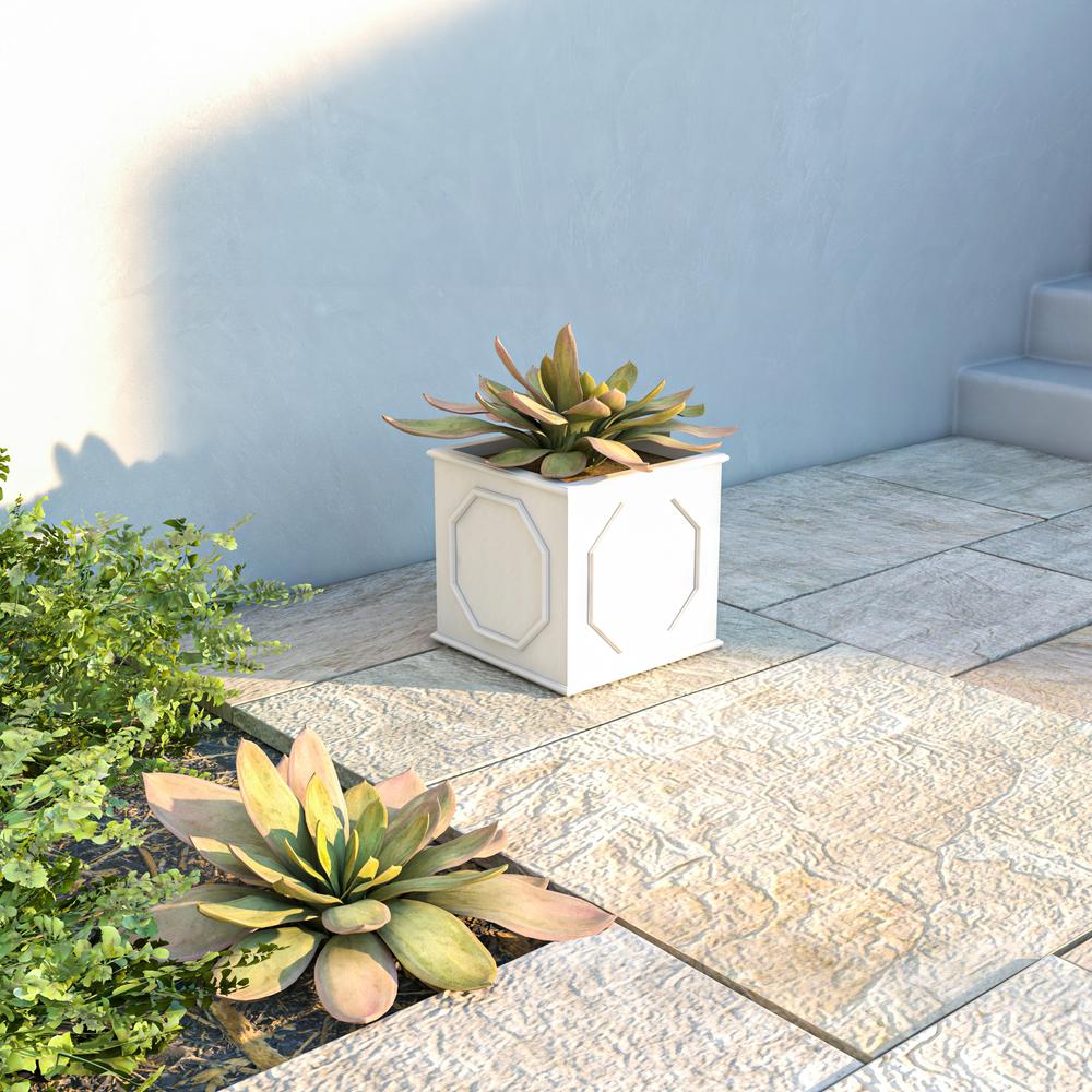 Sprout Series Cubic Fiber Stone Planter in White 10.2 Cube. Picture 4