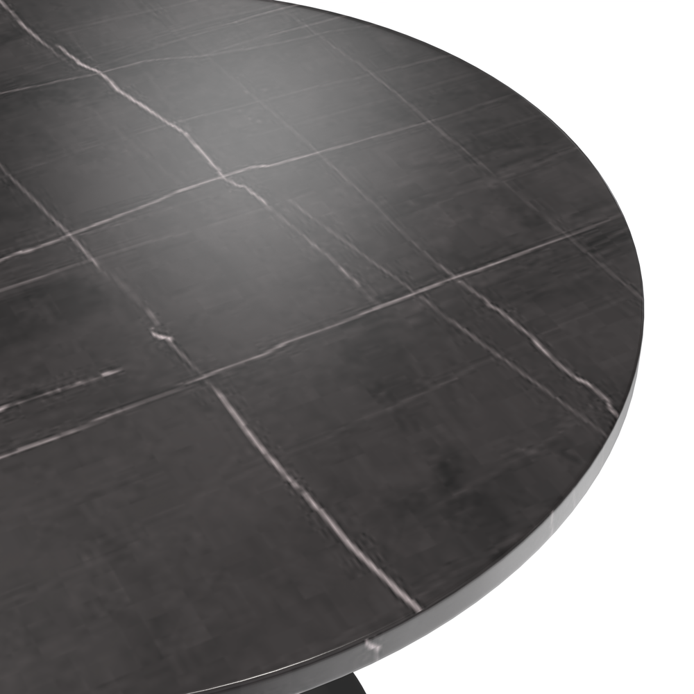 Verve 36 Round Dining Table, Black Base with Sintered Stone Black Top. Picture 2
