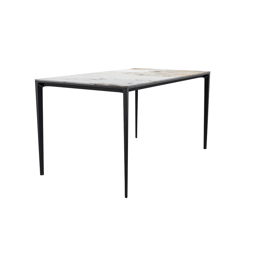 Avo Series Modern Dining Table Black Base, With 55 White Grey Sintered Stone Top. Picture 3