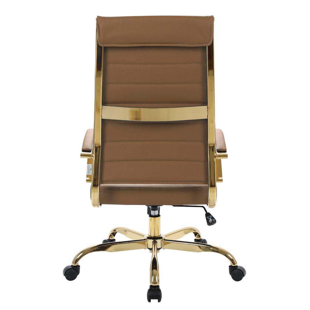 Benmar High-Back Leather Office Chair With Gold Frame. Picture 8