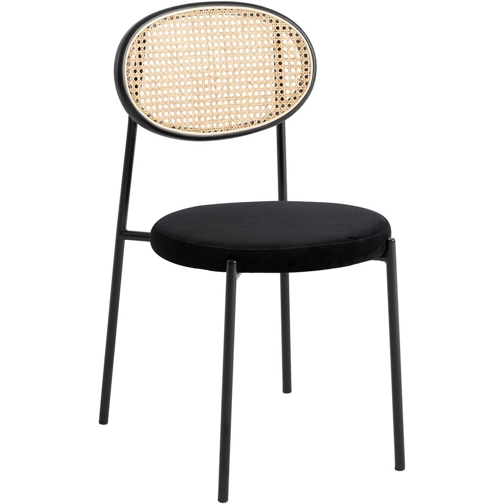 Euston Modern Wicker Dining Chair with Velvet Round Seat Set of 4. Picture 2