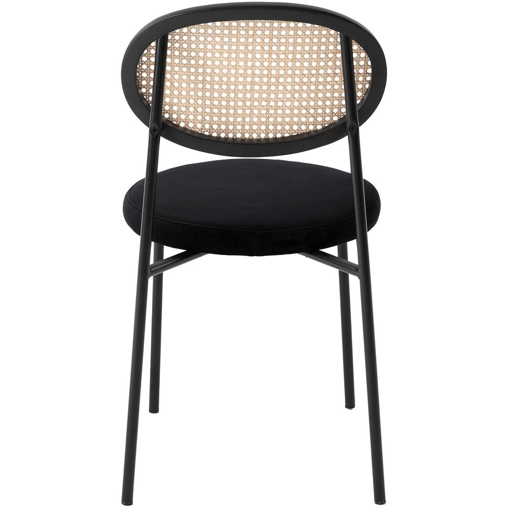 Euston Modern Wicker Dining Chair with Velvet Round Seat Set of 4. Picture 5