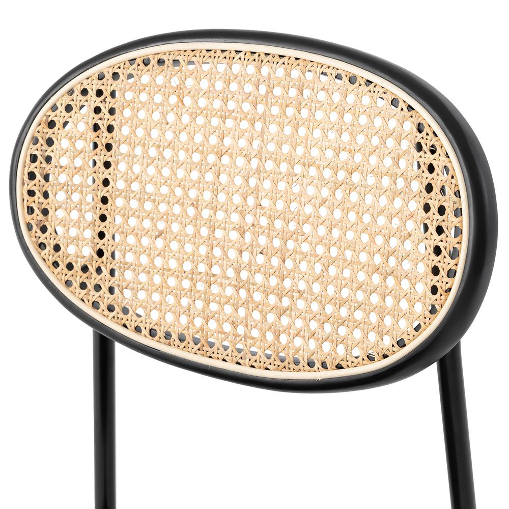Euston Modern Wicker Dining Chair with Velvet Round Seat Set of 4. Picture 8