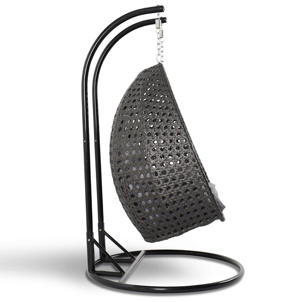 LeisureMod Wicker Hanging 2 person Egg Swing Chair With Outdoor Cover ESC57CBU-C. Picture 2