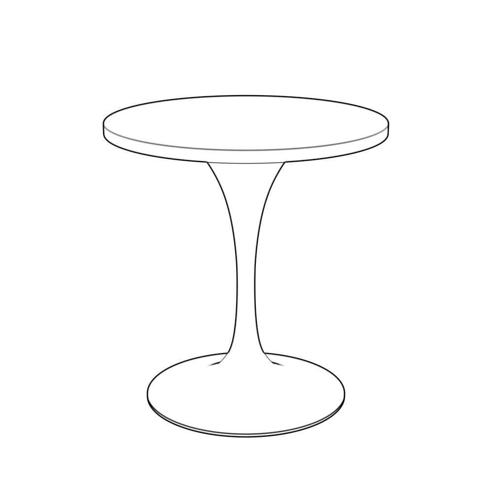 27 Round Dining Table, White Base with Sintered Stone Black Top. Picture 1