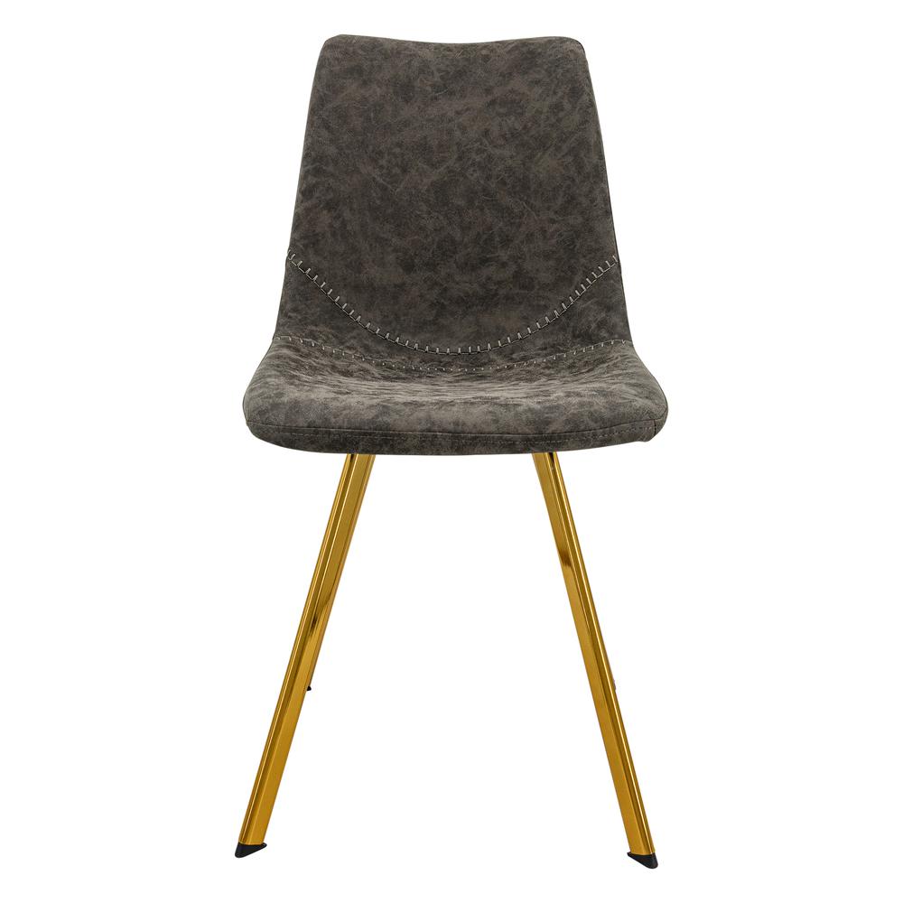 LeisureMod Markley Modern Leather Dining Chair With Gold Legs Set of 2 MCG18GR2. Picture 2