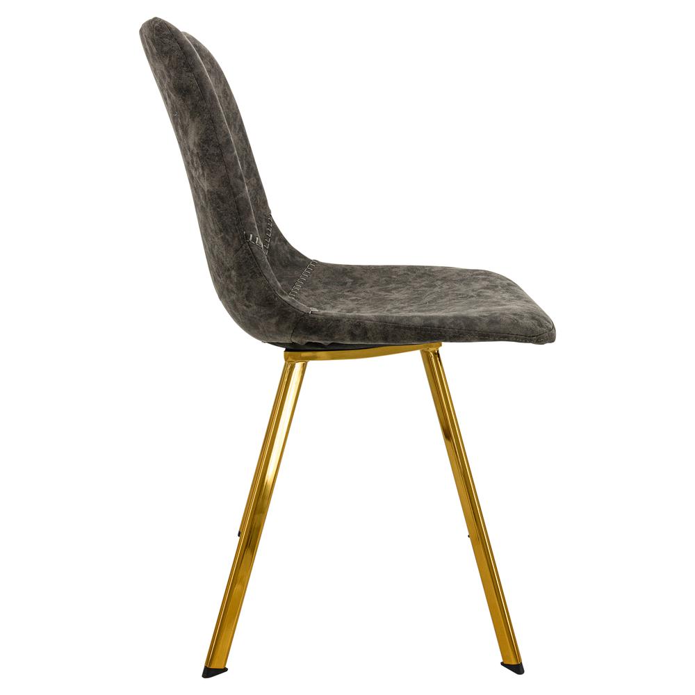 LeisureMod Markley Modern Leather Dining Chair With Gold Legs Set of 2 MCG18GR2. Picture 3