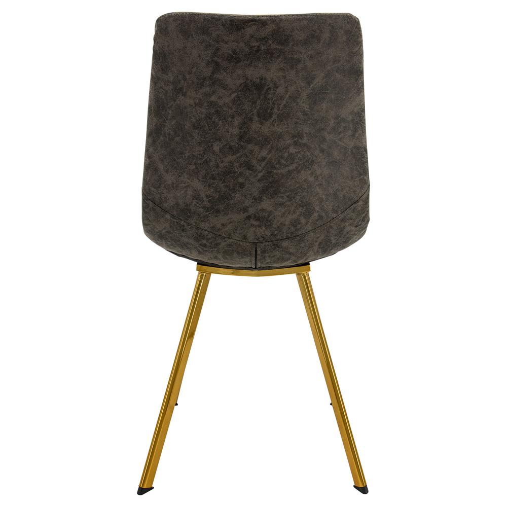 LeisureMod Markley Modern Leather Dining Chair With Gold Legs Set of 2 MCG18GR2. Picture 4