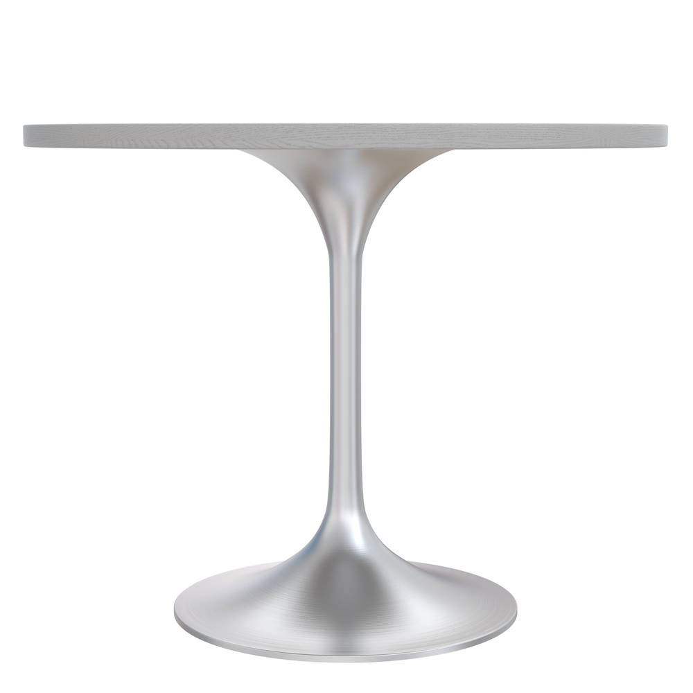 Verve 27" Round Dining Table, Brushed Chrome Base with Light Natural Wood Top. Picture 9
