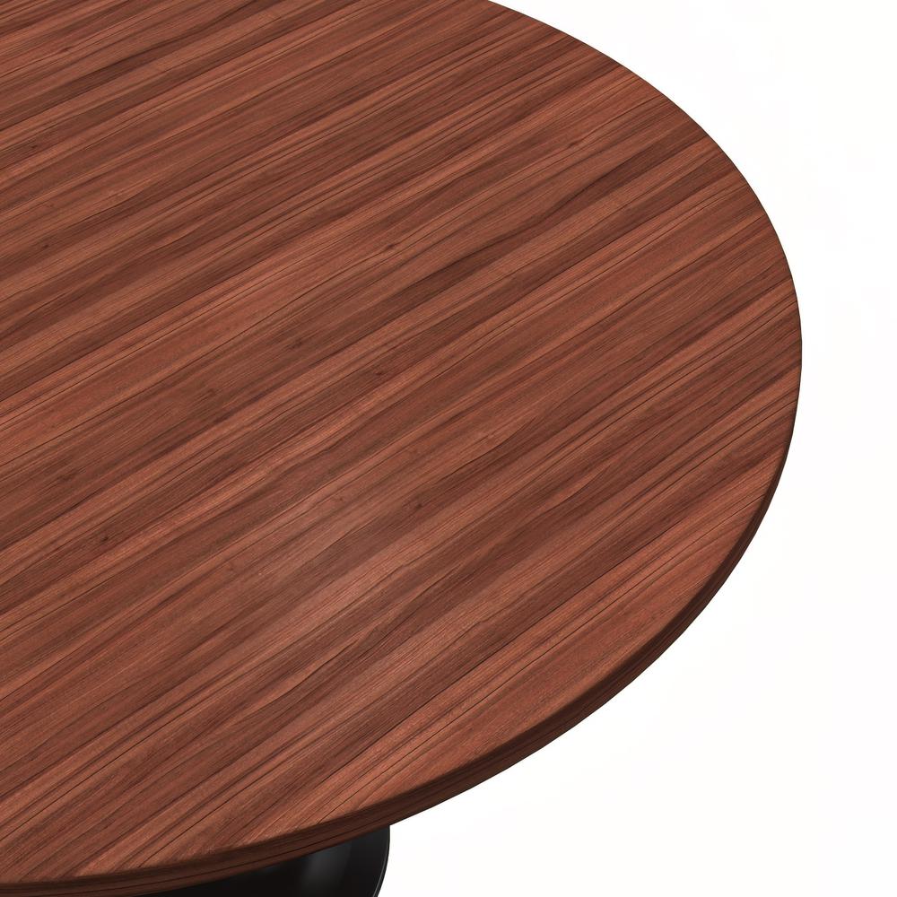 Verve 48 Round Dining Table, White Base with Cognac Brown MDF Top. Picture 10
