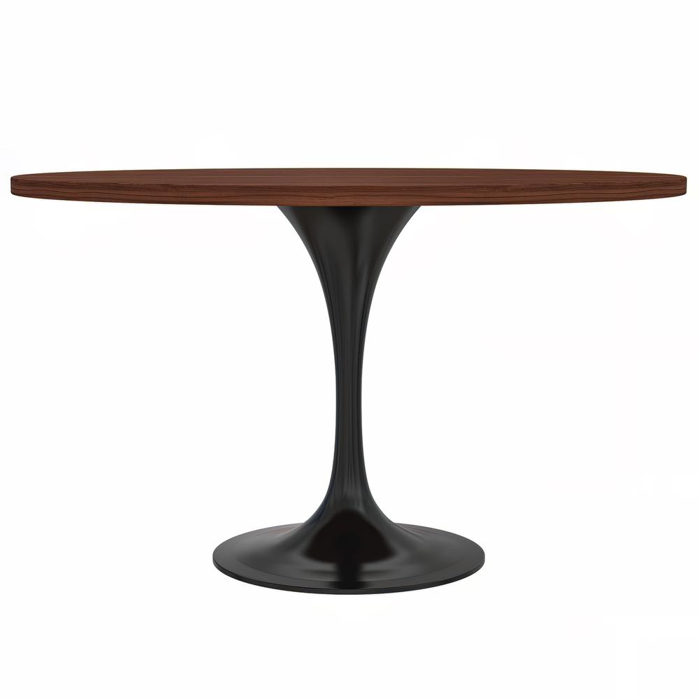 Verve 48 Round Dining Table, White Base with Cognac Brown MDF Top. Picture 11