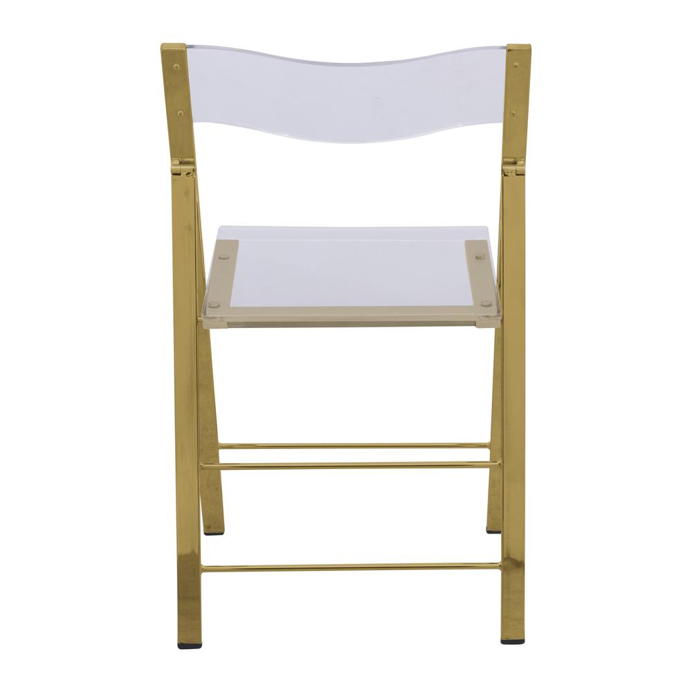 Menno Modern Acrylic Gold Base Folding Chair, Set of 2. Picture 4