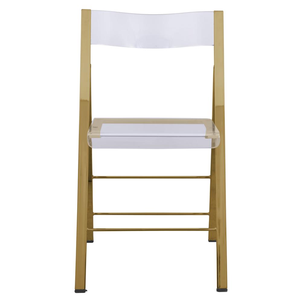 LeisureMod Menno Modern Acrylic Gold Base Folding Chair, Set of 4 MFG15CL4. Picture 2