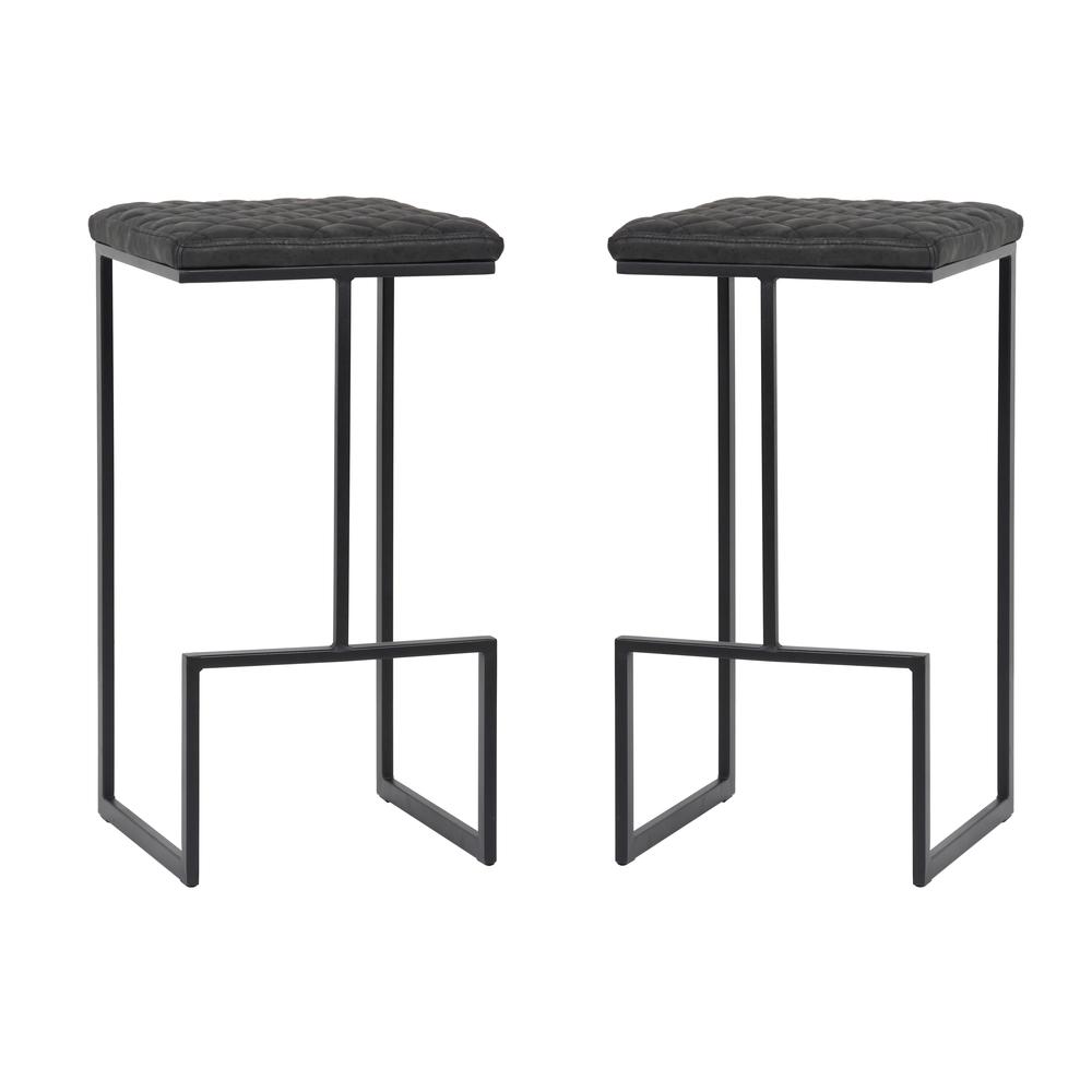 LeisureMod Quincy Leather Bar Stools With Metal Frame Set of 2 QS29BL2. The main picture.