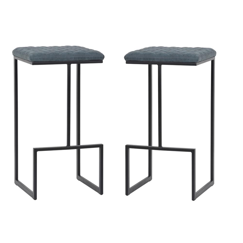 Quincy Leather Bar Stools With Metal Frame Set of 2. Picture 1
