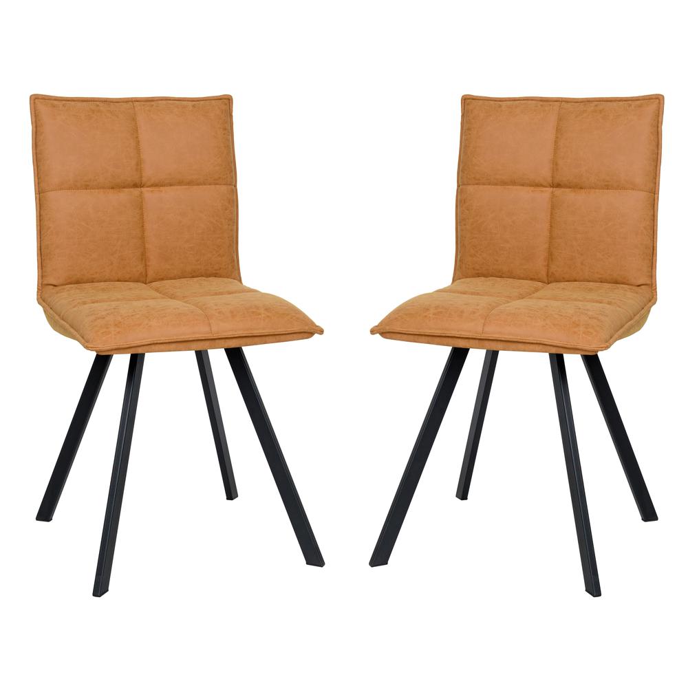 Wesley Modern Leather Dining Chair With Metal Legs Set of 2. Picture 3