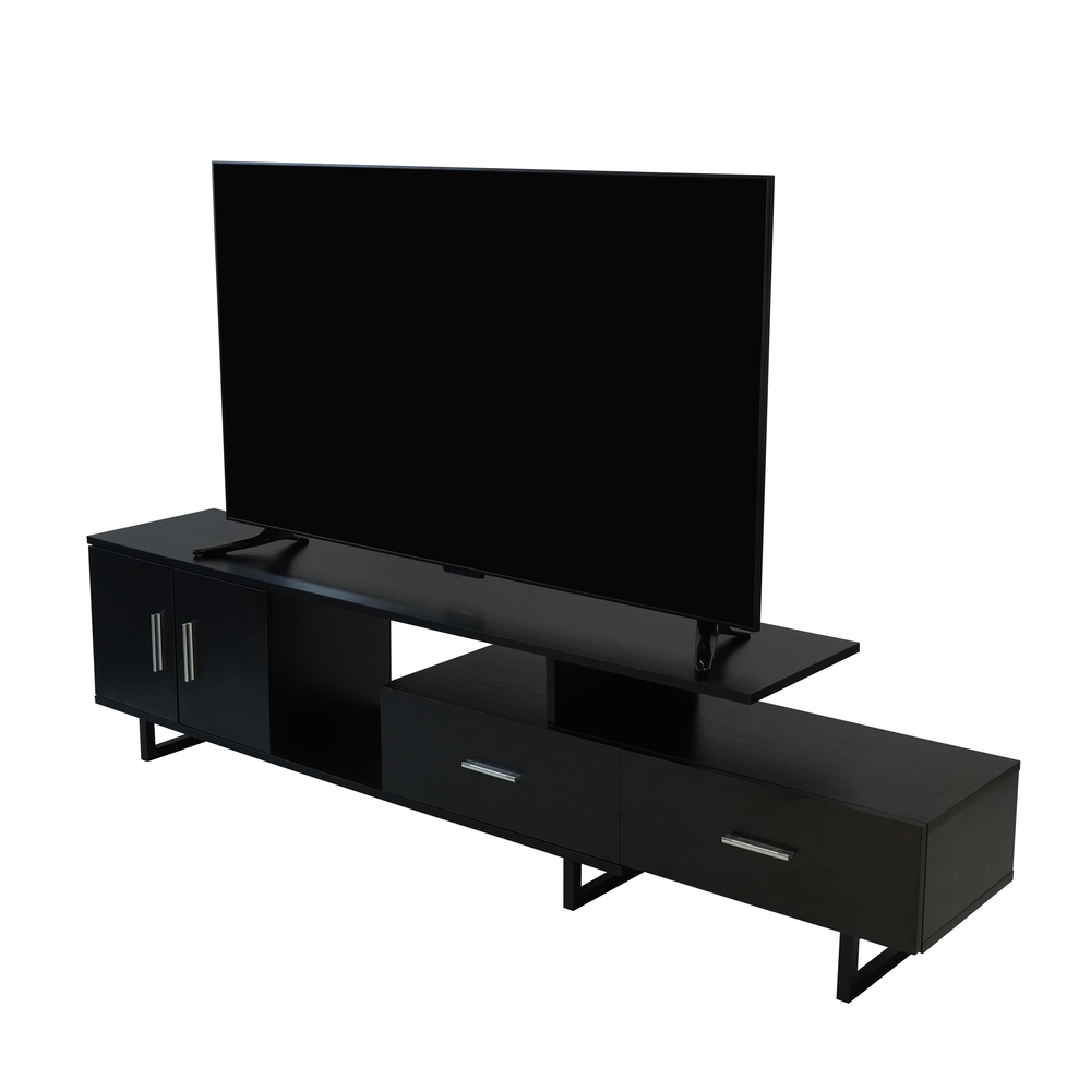 Avery Mid-Century Modern TV Stand with MDF Cabinet and Powder Coated Steel Legs. Picture 14