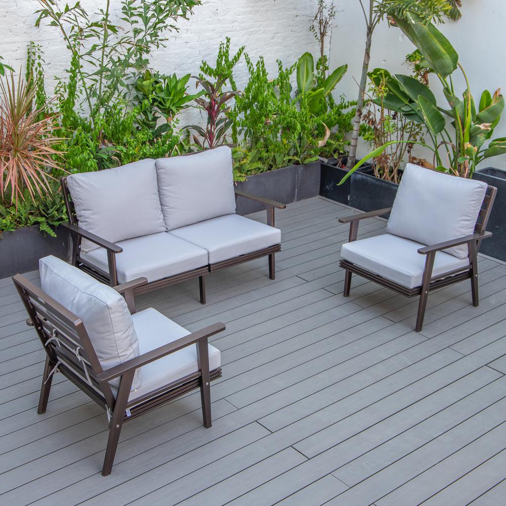 3-Piece Outdoor Patio Set with Brown Aluminum Frame. Picture 7