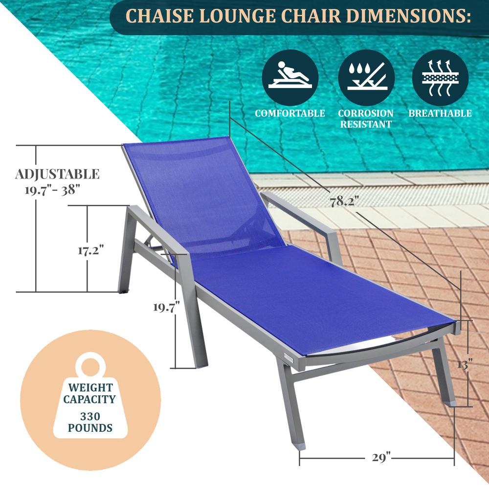 Grey Aluminum Outdoor Patio Chaise Lounge Chair With Arms. Picture 27