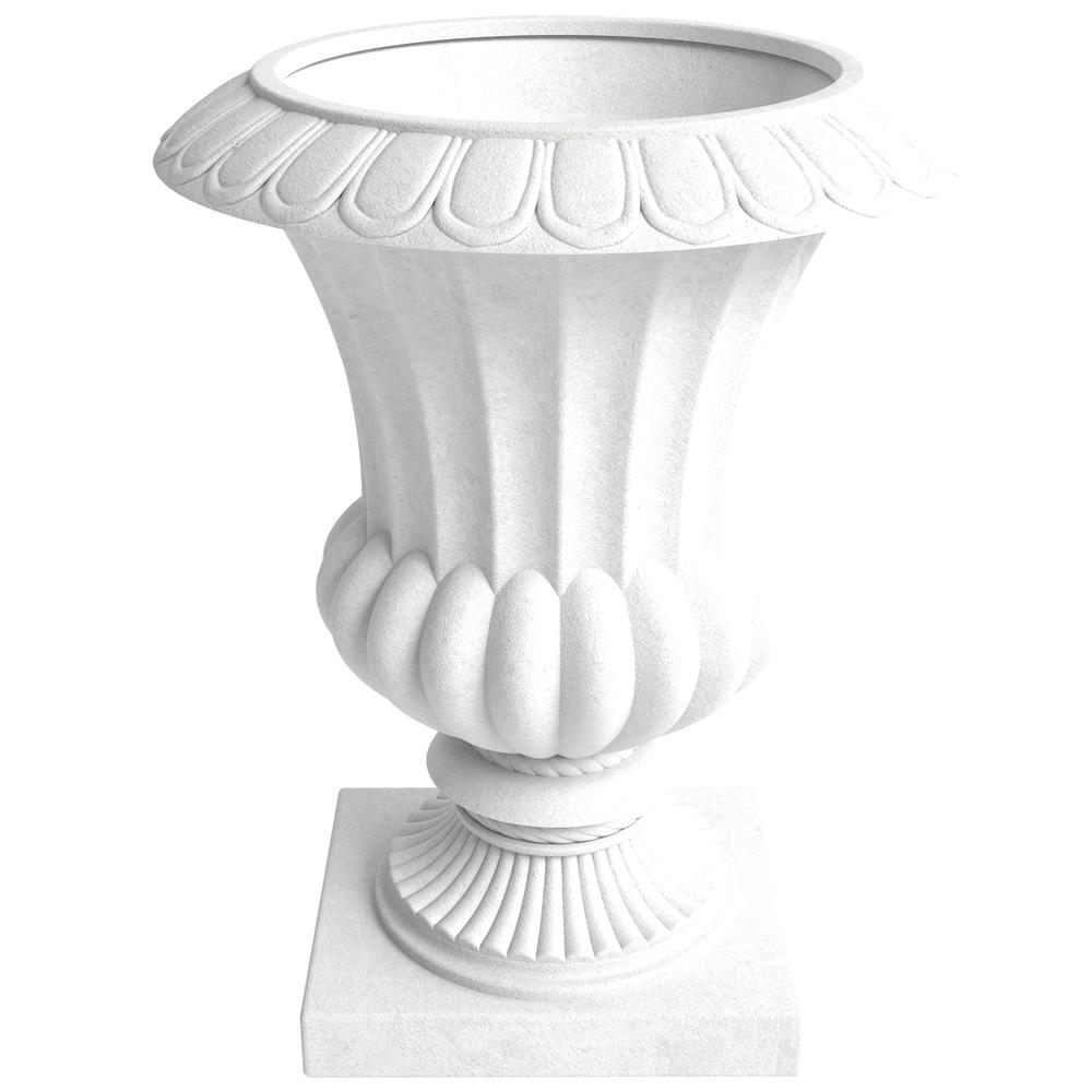 Lotus Series Poly Stone Planter in White, 20 Dia, 28 High. Picture 1