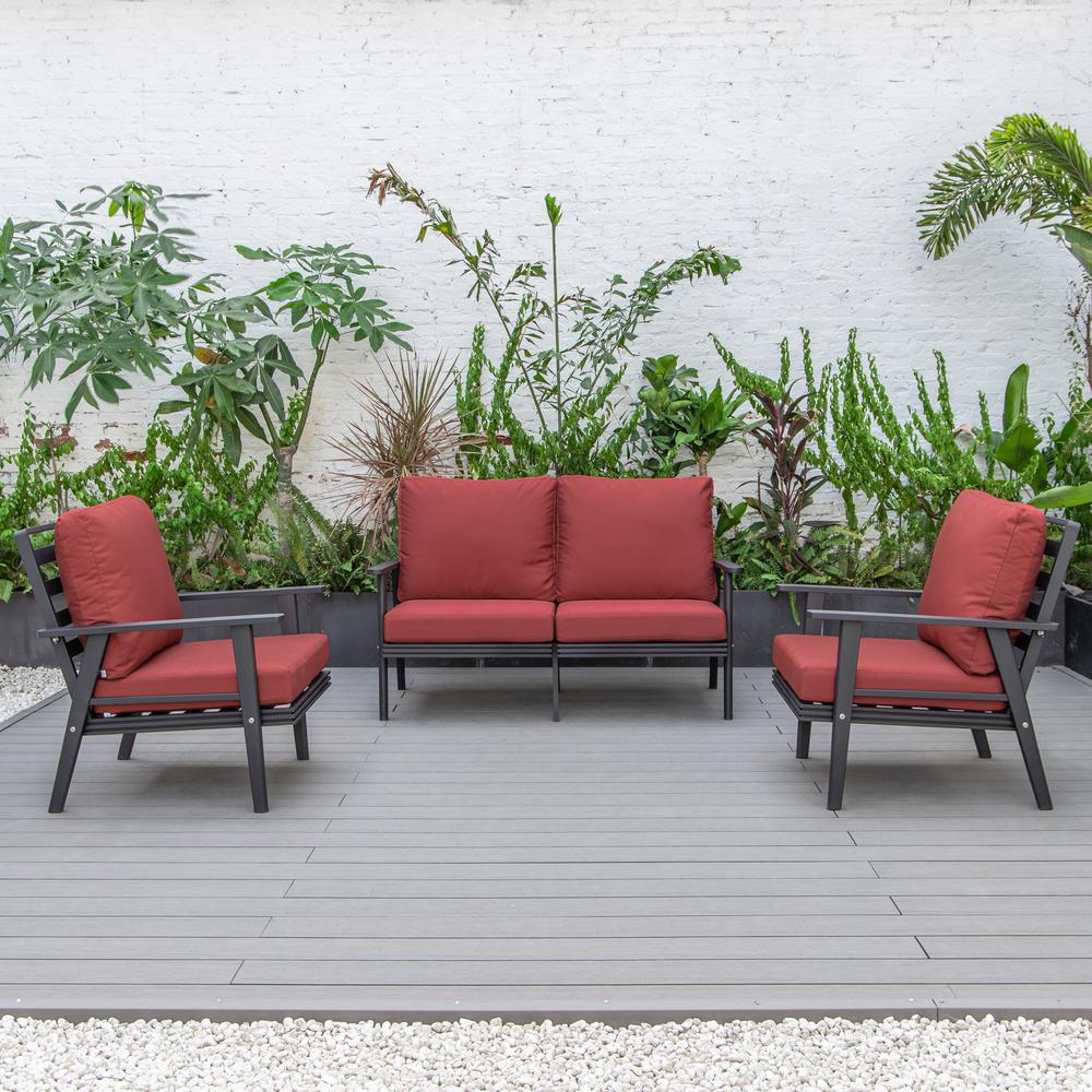 3-Piece Outdoor Patio Set with Black Aluminum Frame. Picture 6
