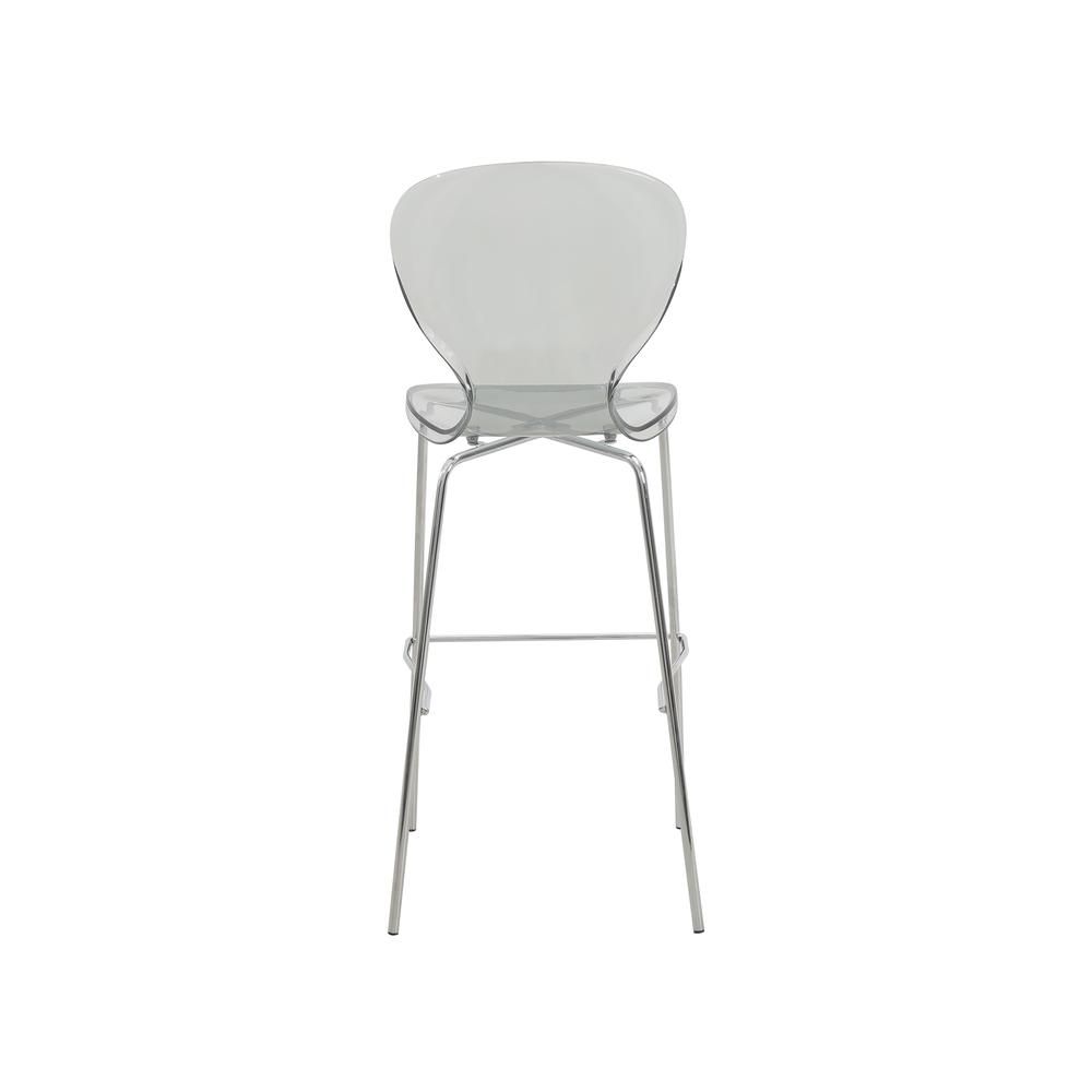 Oyster Acrylic Barstool with Steel Frame in Chrome Finish Set of 2 in Smoke. Picture 11