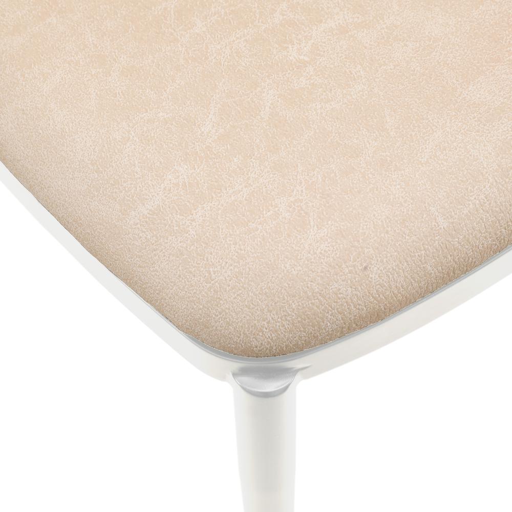 Dining Side Chair with Leather Seat and White Powder-Coated Steel Frame. Picture 8