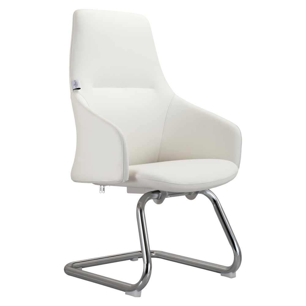 Celeste Series Guest Office Chair in White Leather. Picture 2