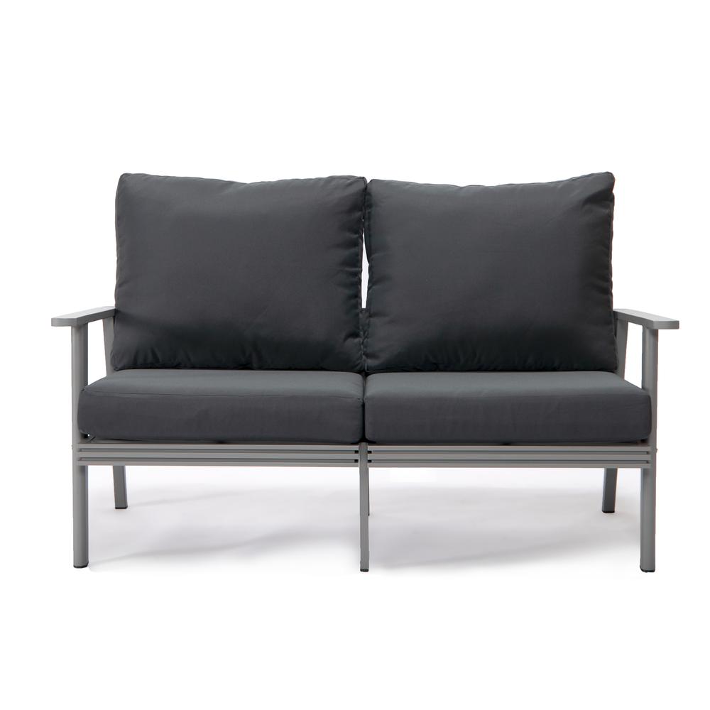 Outdoor Patio Loveseat with Gray Aluminum Frame. Picture 2