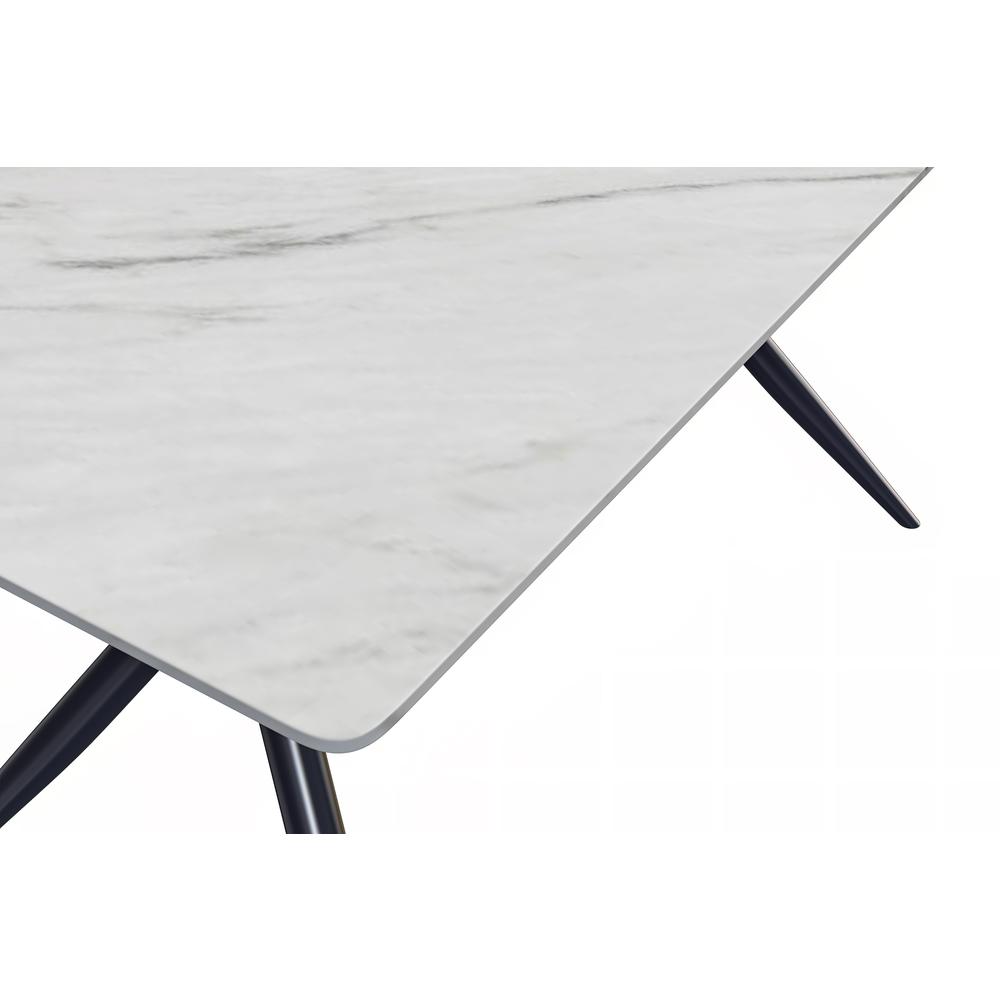 Elega Series Black Stainless Steel Dining Table 55 With White Sintered Stone Top. Picture 4