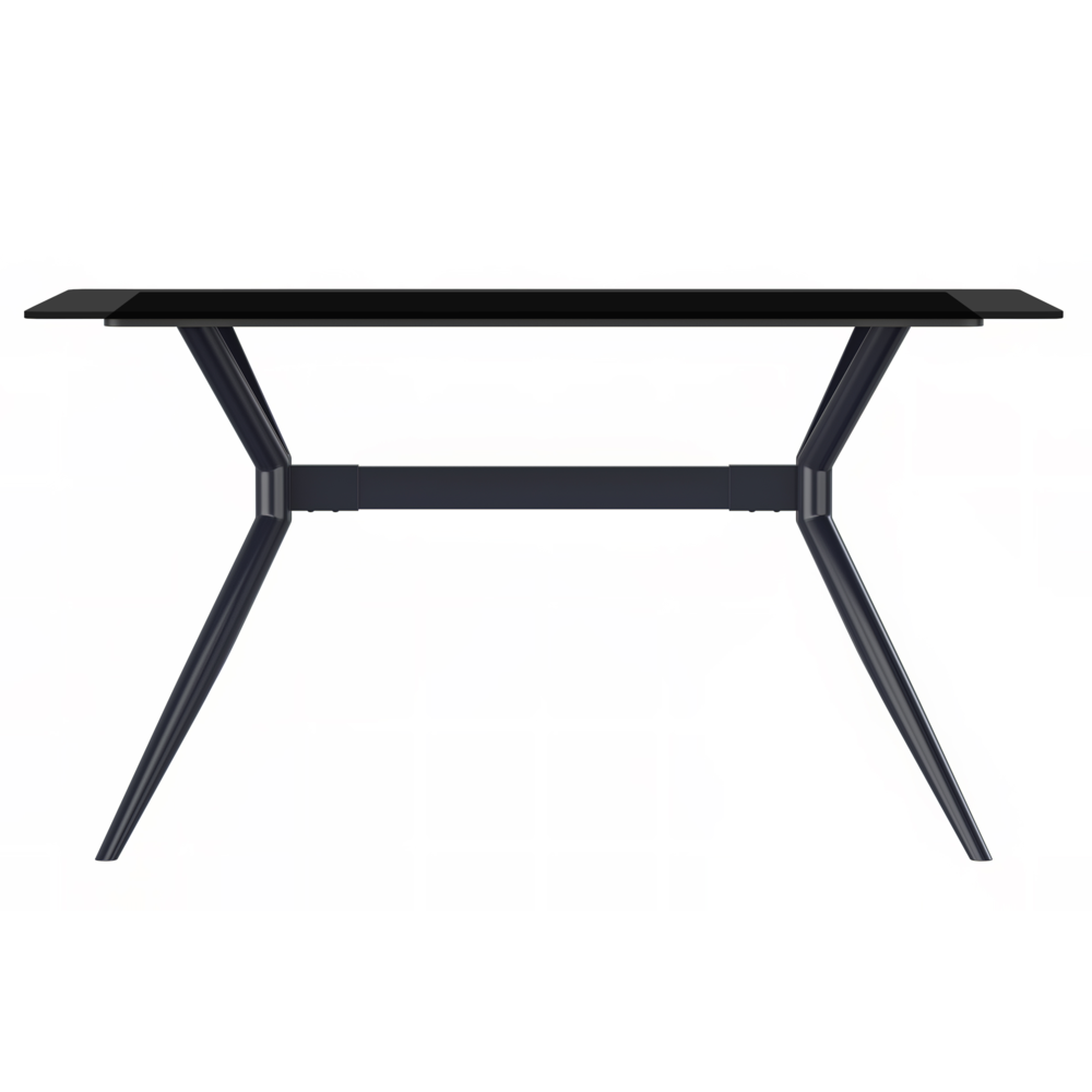 Elega Series Black Stainless Steel Dining Table 55 With Black Glass Top. Picture 2