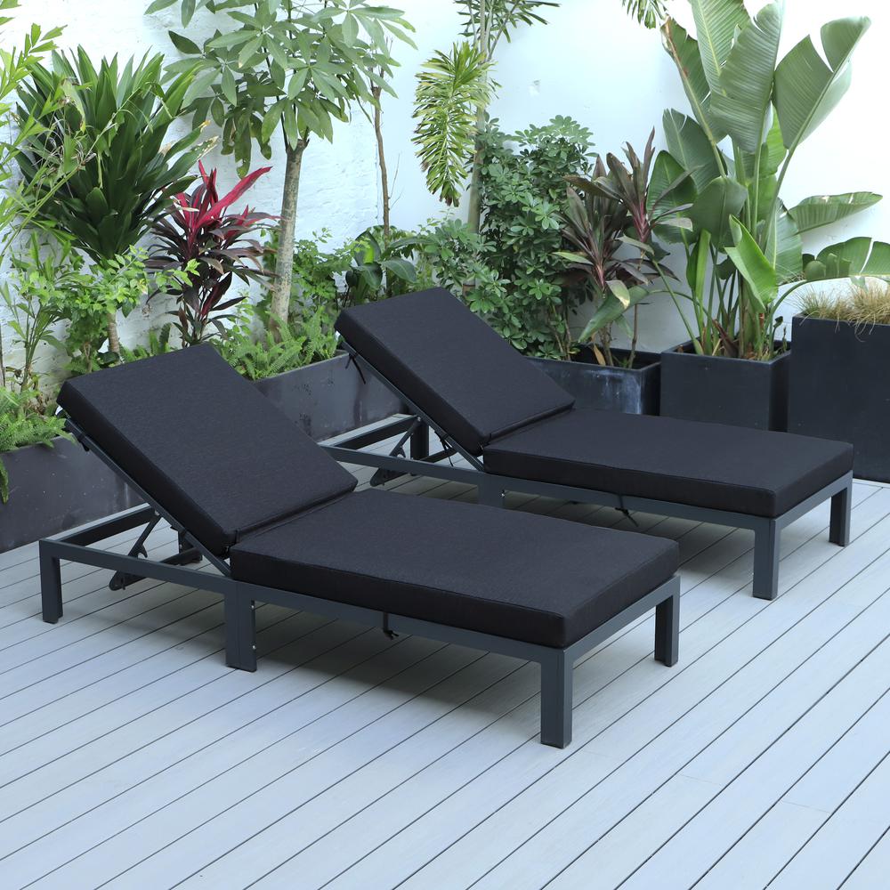 Chelsea Modern Outdoor Chaise Lounge Chair With Cushions Set of 2. Picture 5