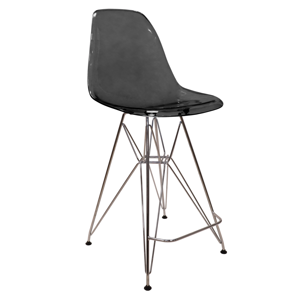 Cresco Modern Acrylic Barstool with Chrome Base and Footrest. Picture 3