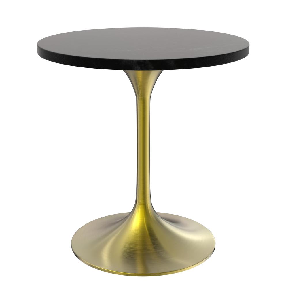 Verve 27" Round Dining Table, Brushed Gold Base with Black MDF Top. Picture 2