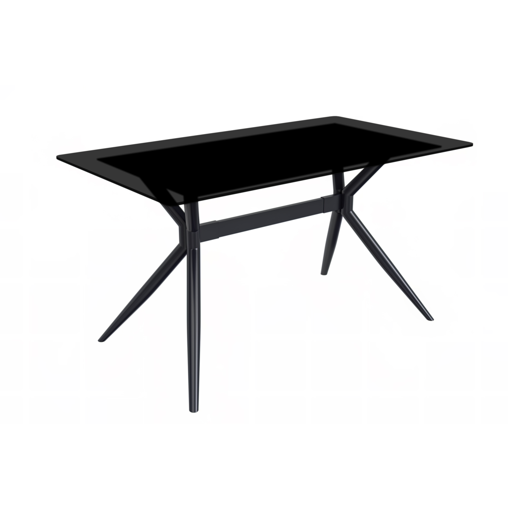 Elega Series Black Stainless Steel Dining Table 55 With Black Glass Top. Picture 1