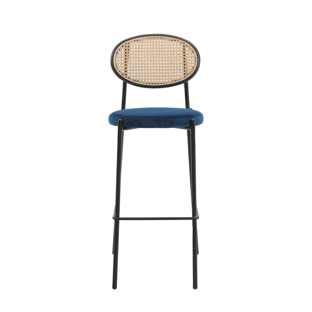 Euston Modern Wicker Bar Stool With Black Steel Frame. Picture 1