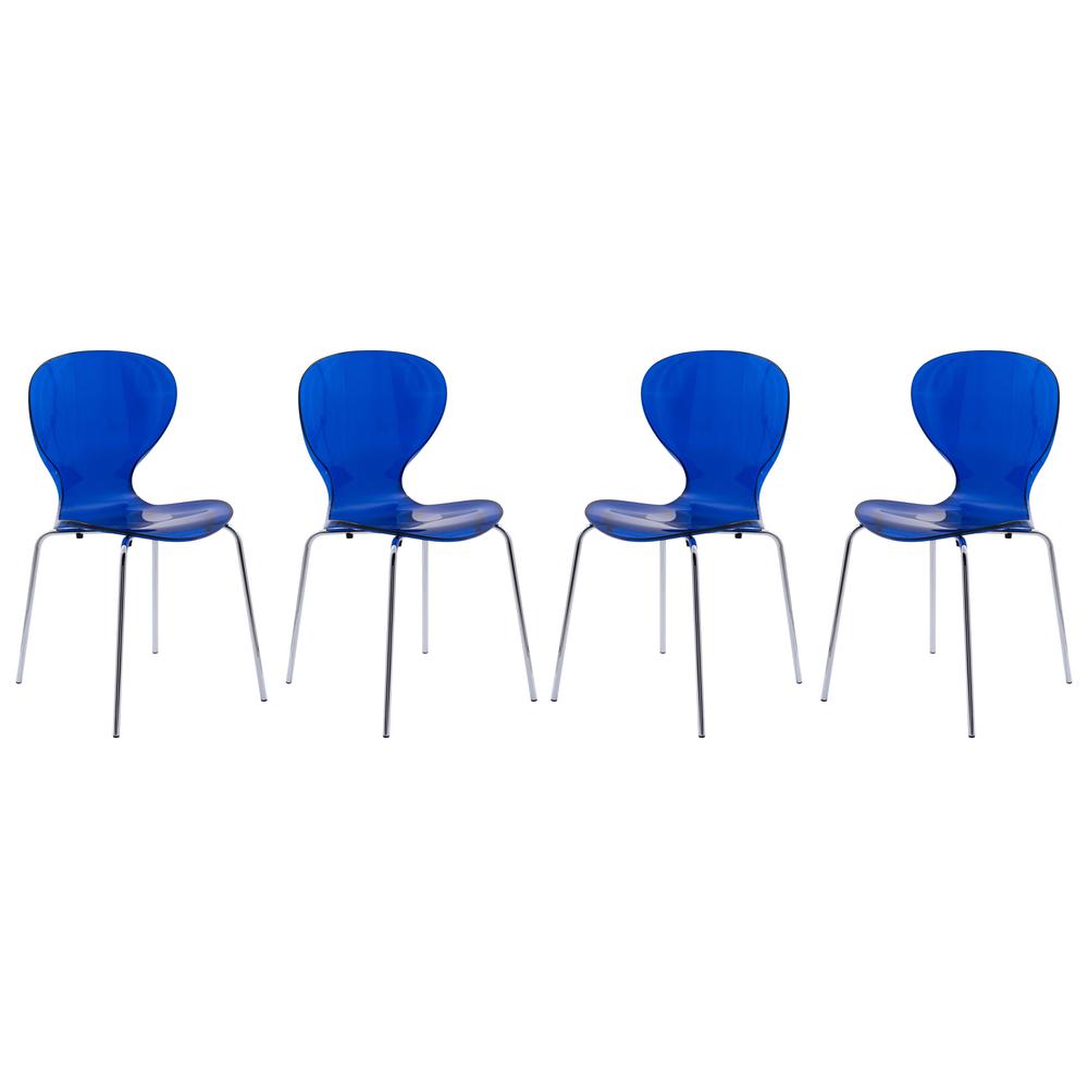 Modern Oyster Transparent Side Chair, Set of 4. Picture 1