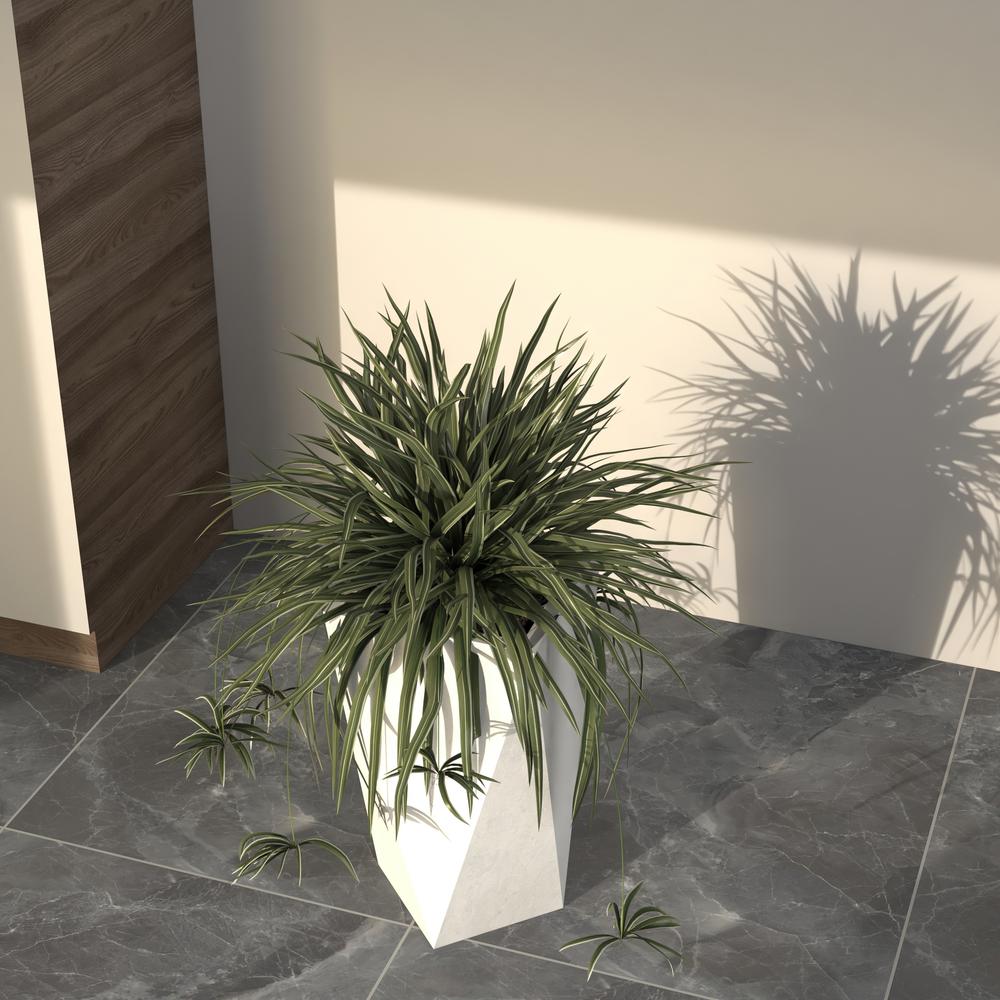 Aloe Series PolyStone Planter in White, 13 x 13, 24 High. Picture 6