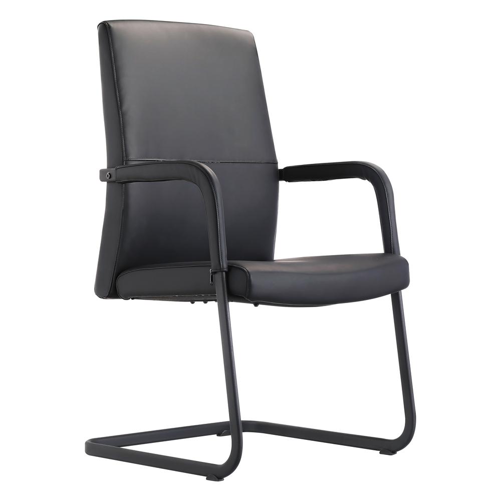 Evander Office Guest Chair in Black Leather. Picture 3