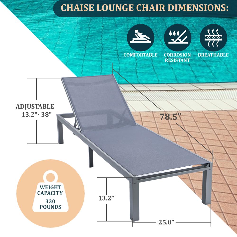 Grey Aluminum Outdoor Patio Chaise Lounge Chair. Picture 26