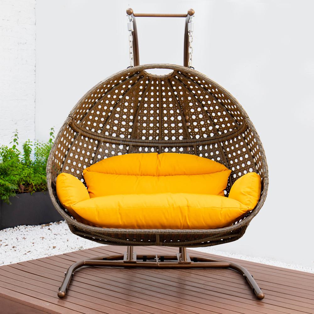 LeisureMod Wicker Hanging Double Egg Swing Chair  EKDBG-57A. Picture 1