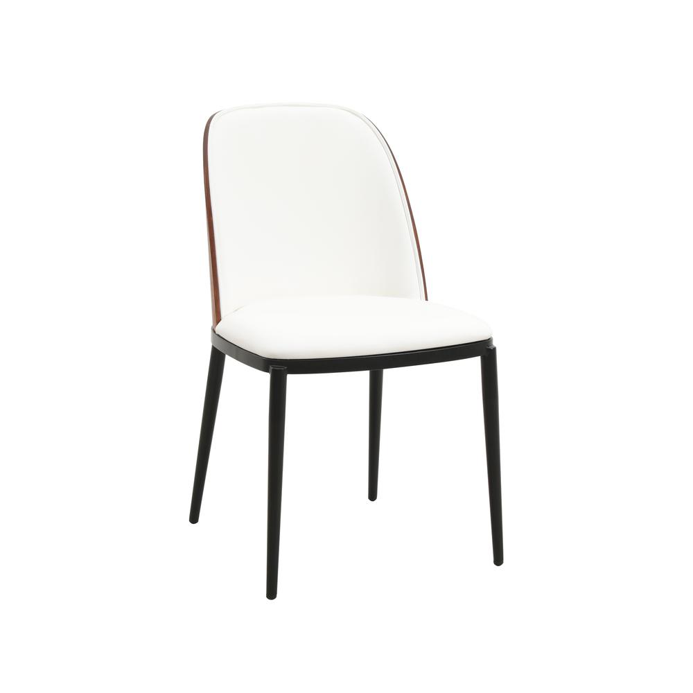 Dining Side Chair with Leather Seat and Steel Frame Set of 2. Picture 2