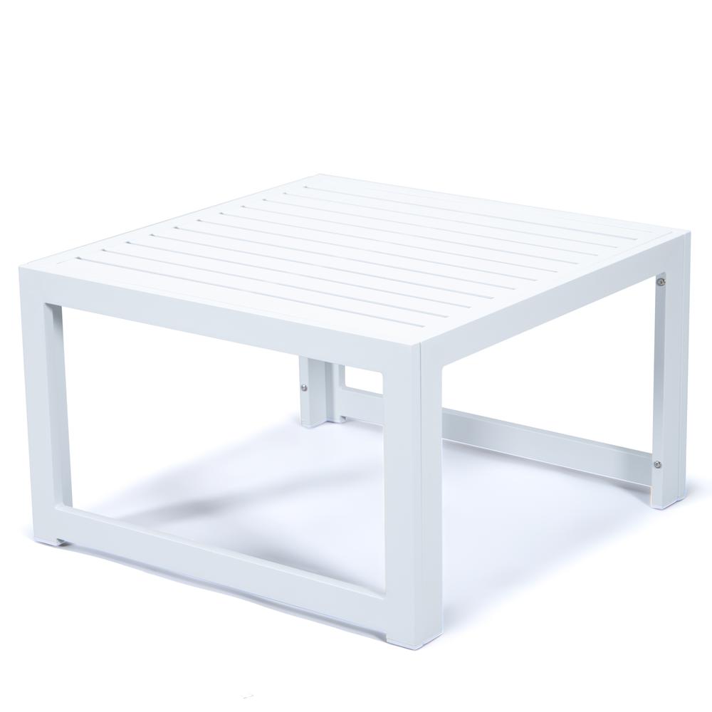 Chelsea Patio Coffee Table With White Aluminum. Picture 1