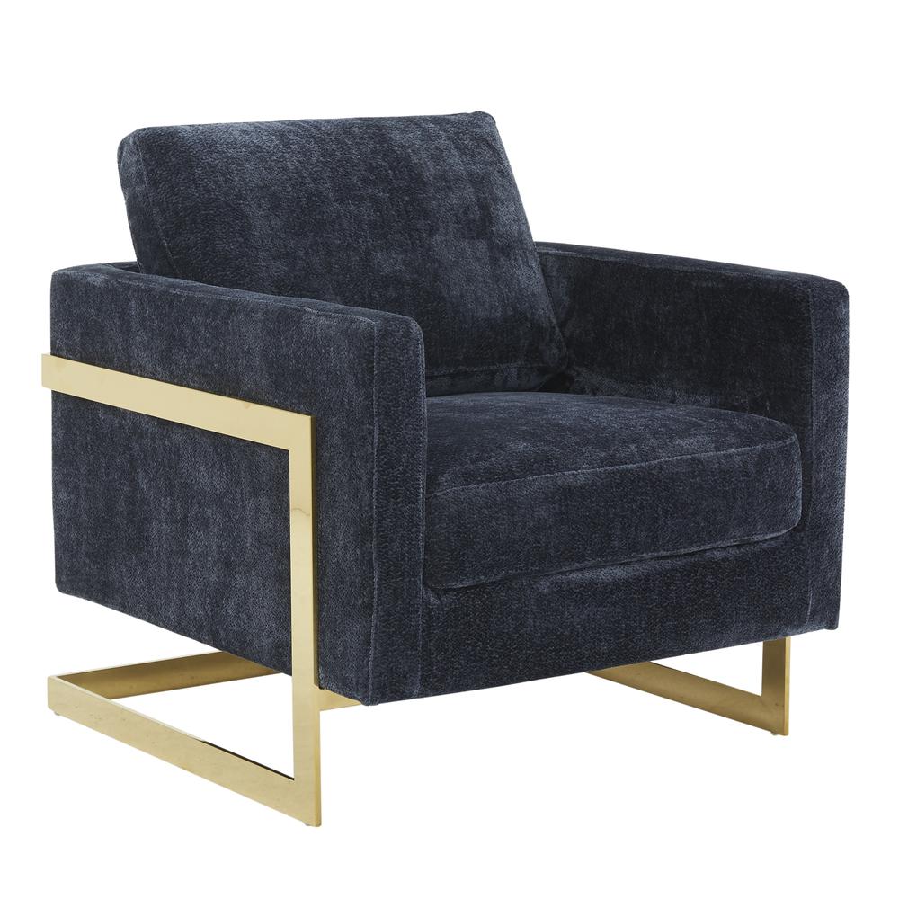 Accent Armchair with Gold Stainless Steel Frame and Removable Back Cushion. Picture 1