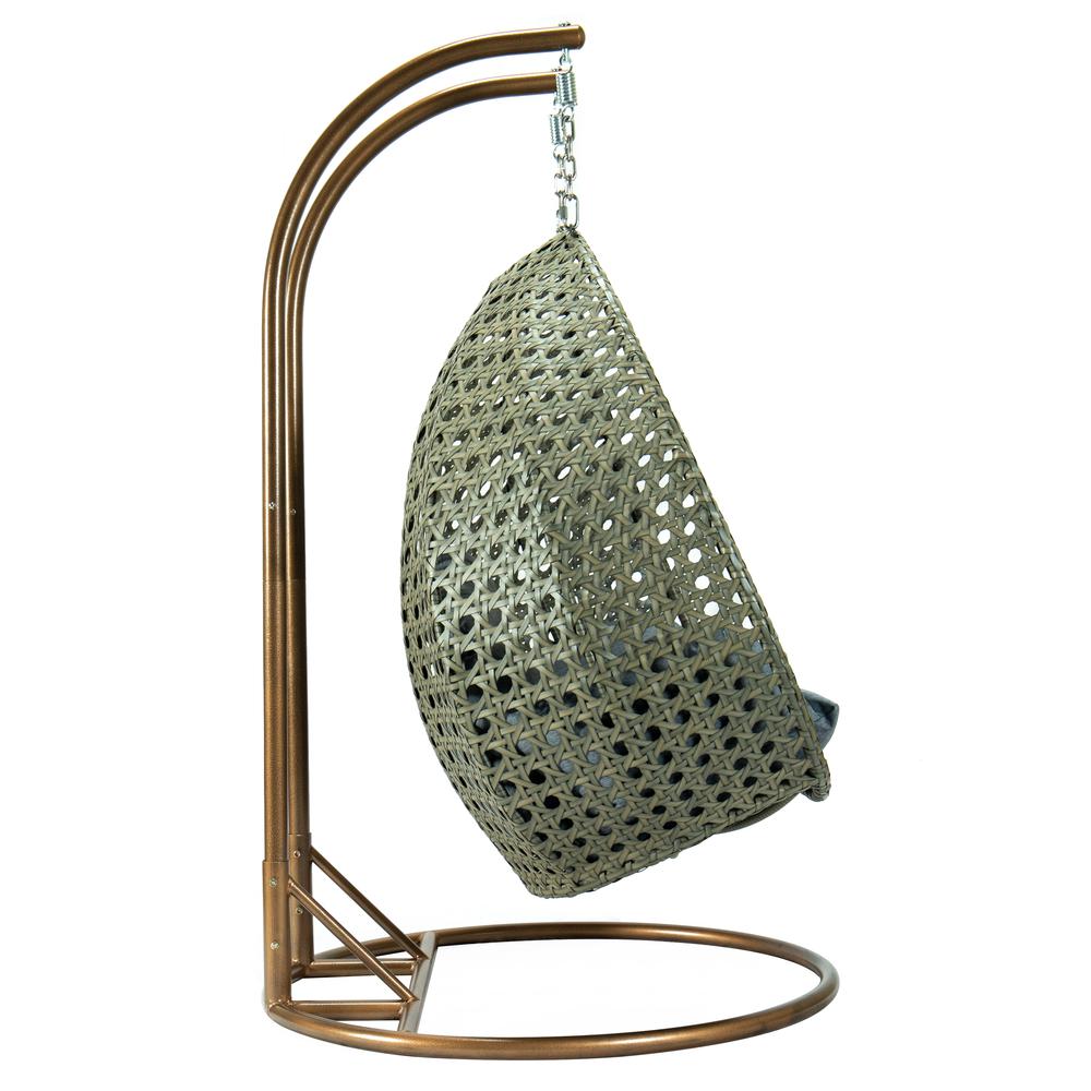 Beige Wicker Hanging 2 person Egg Swing Chair. Picture 6